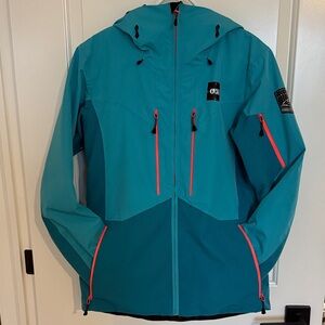 Picture Women’s Insulated Snowboard Ski Jacket Teal Blue with Neon Accents